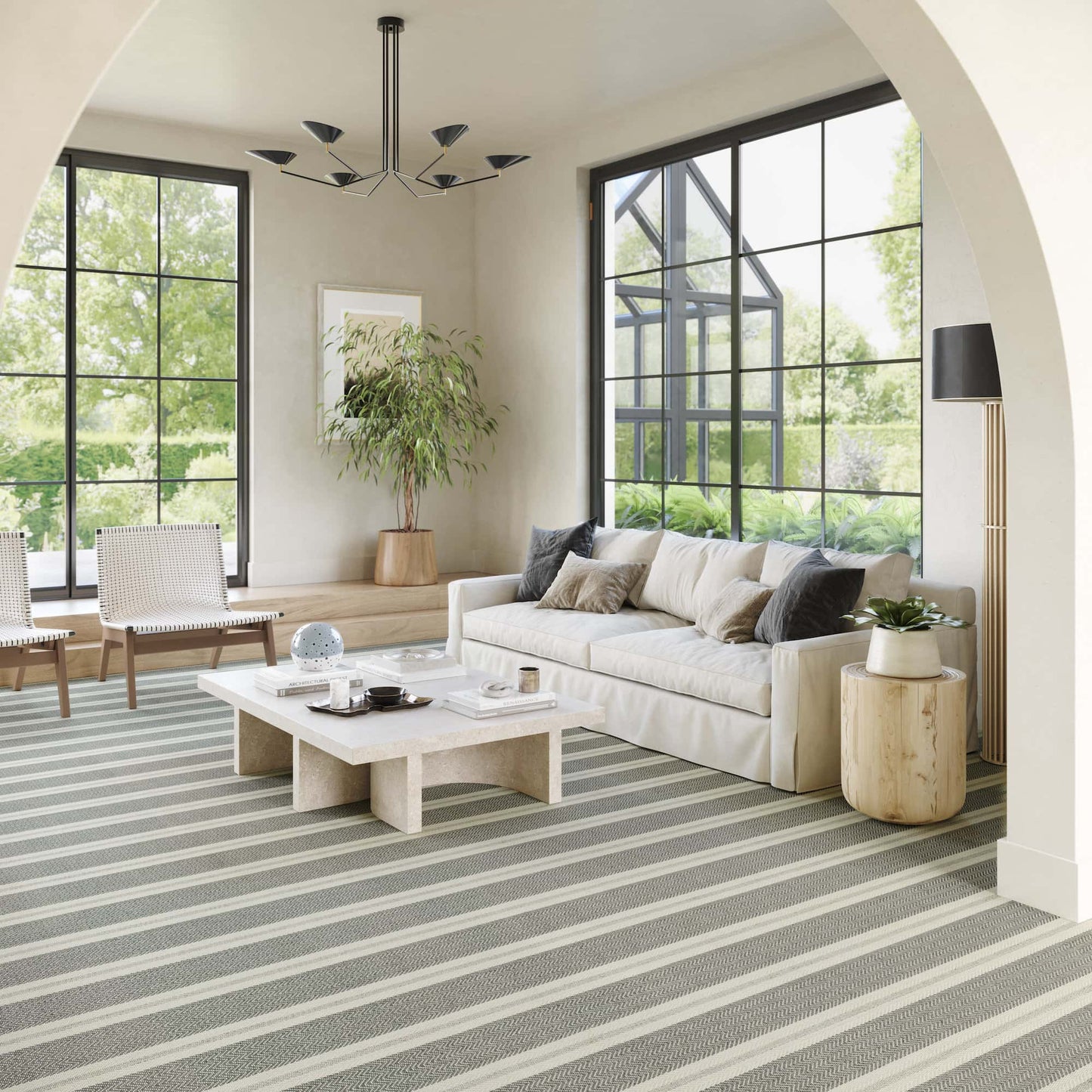 Modern space decorated with a luxury rug from Home Carpet One, Savannah Charcoal design.