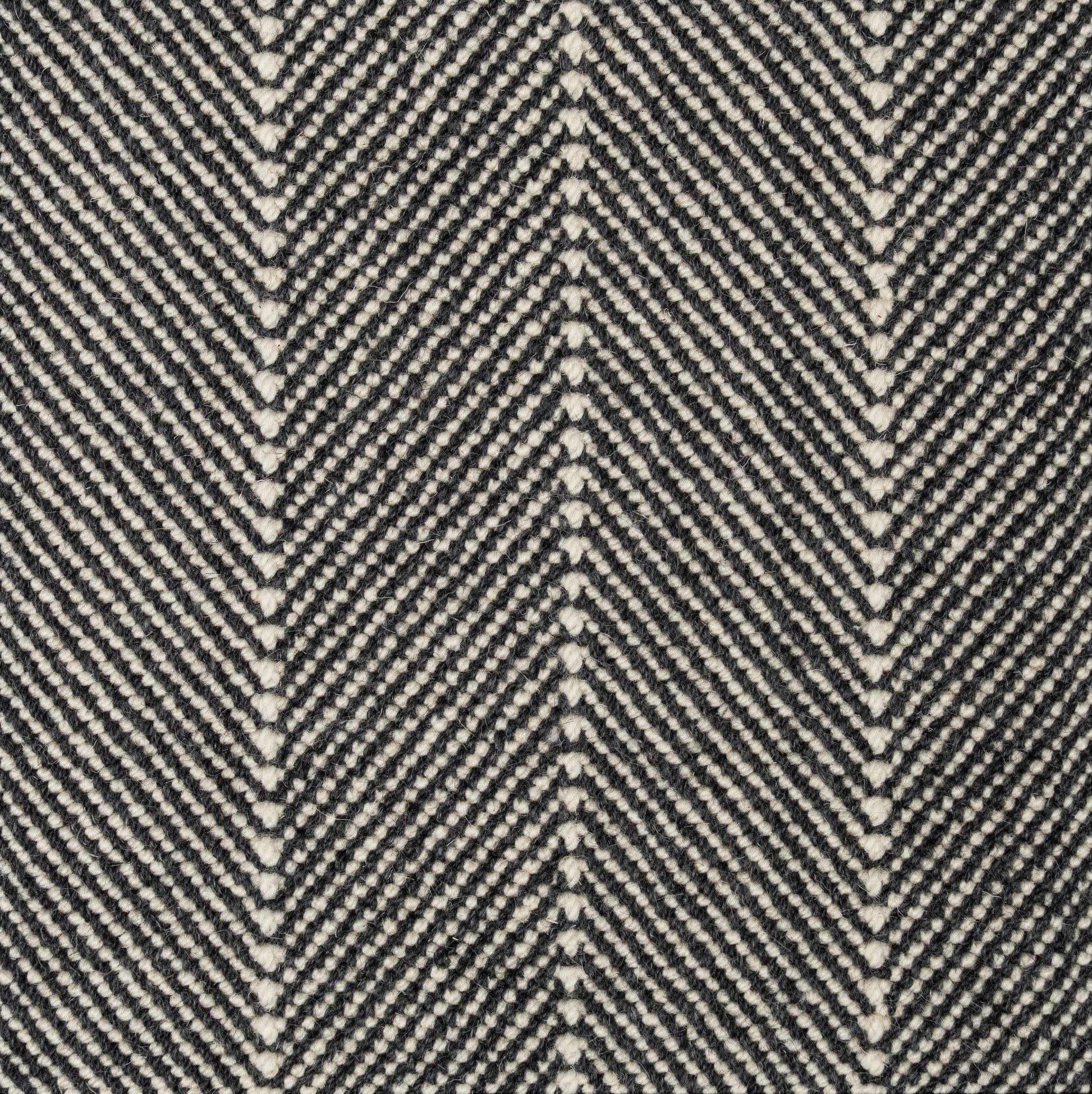 Black and white chevron rug. Geometric wool rug