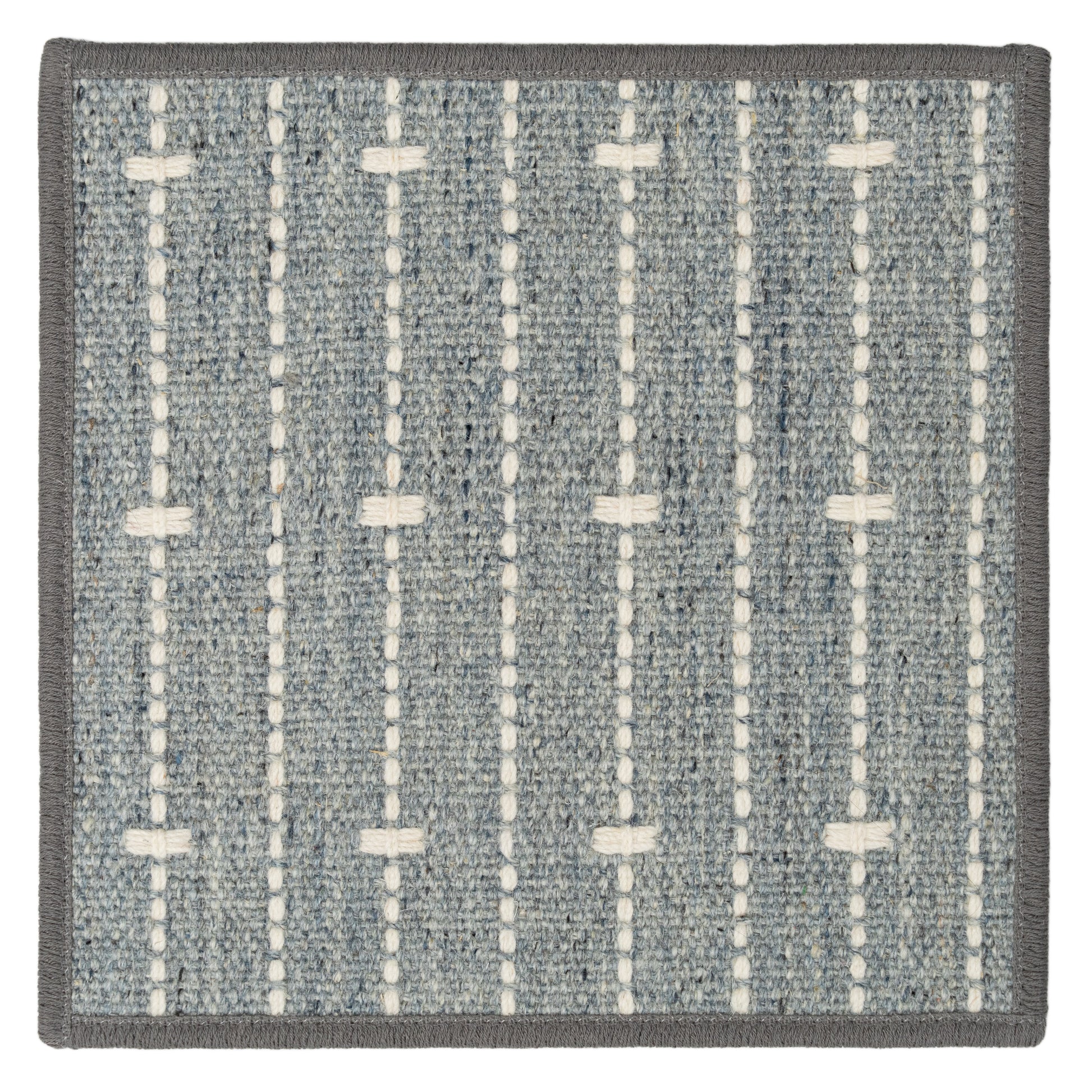 Pirate's Bight abstract geometric blue and white wool carpet