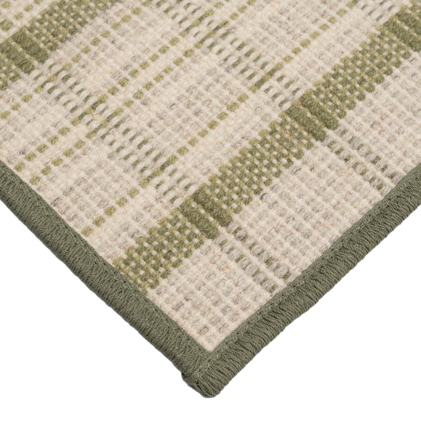 Breckenridge aloe green plaid wool rug