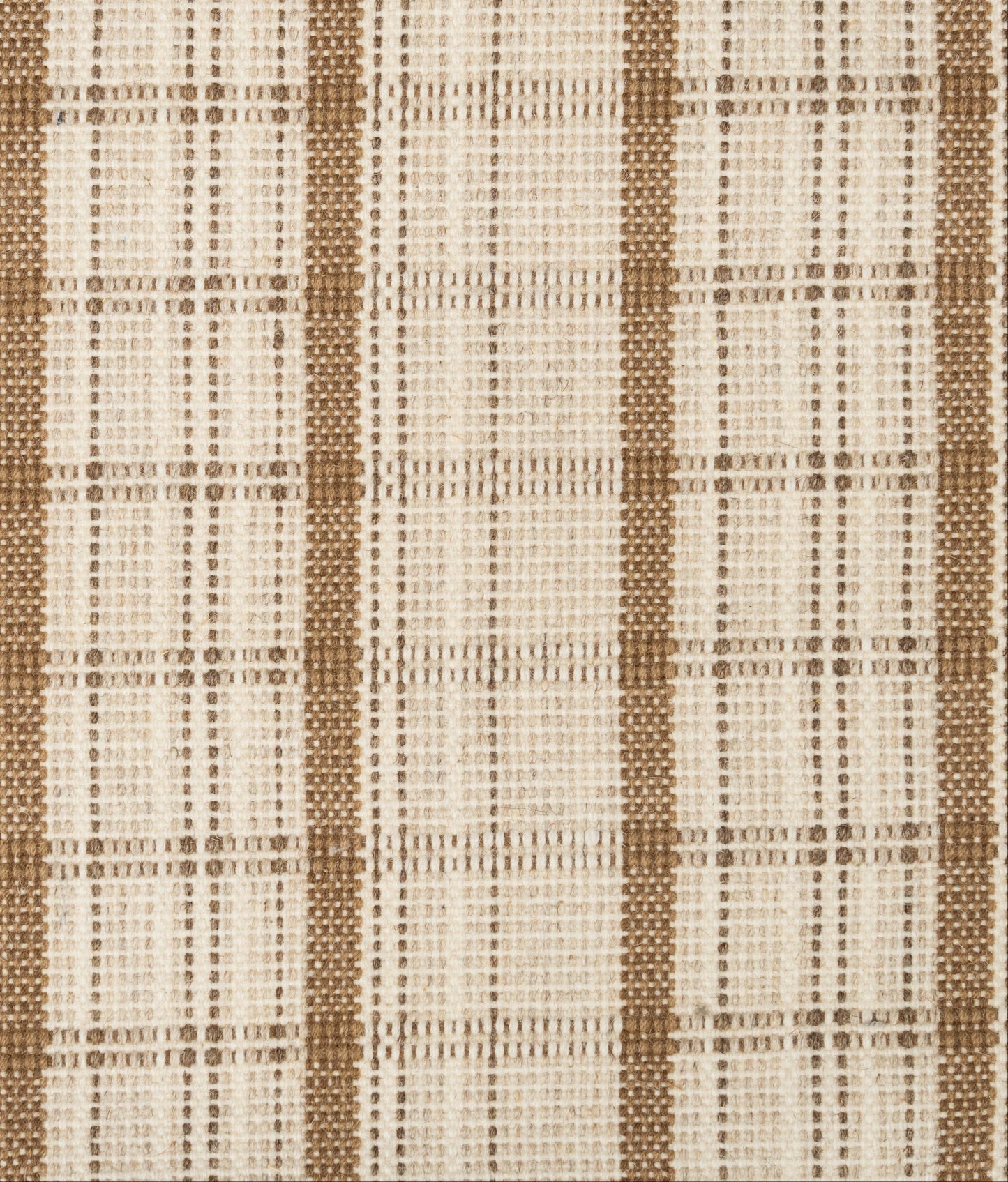 Coffee brown beige geometric pattern wool rug. Contemporary wool area rug