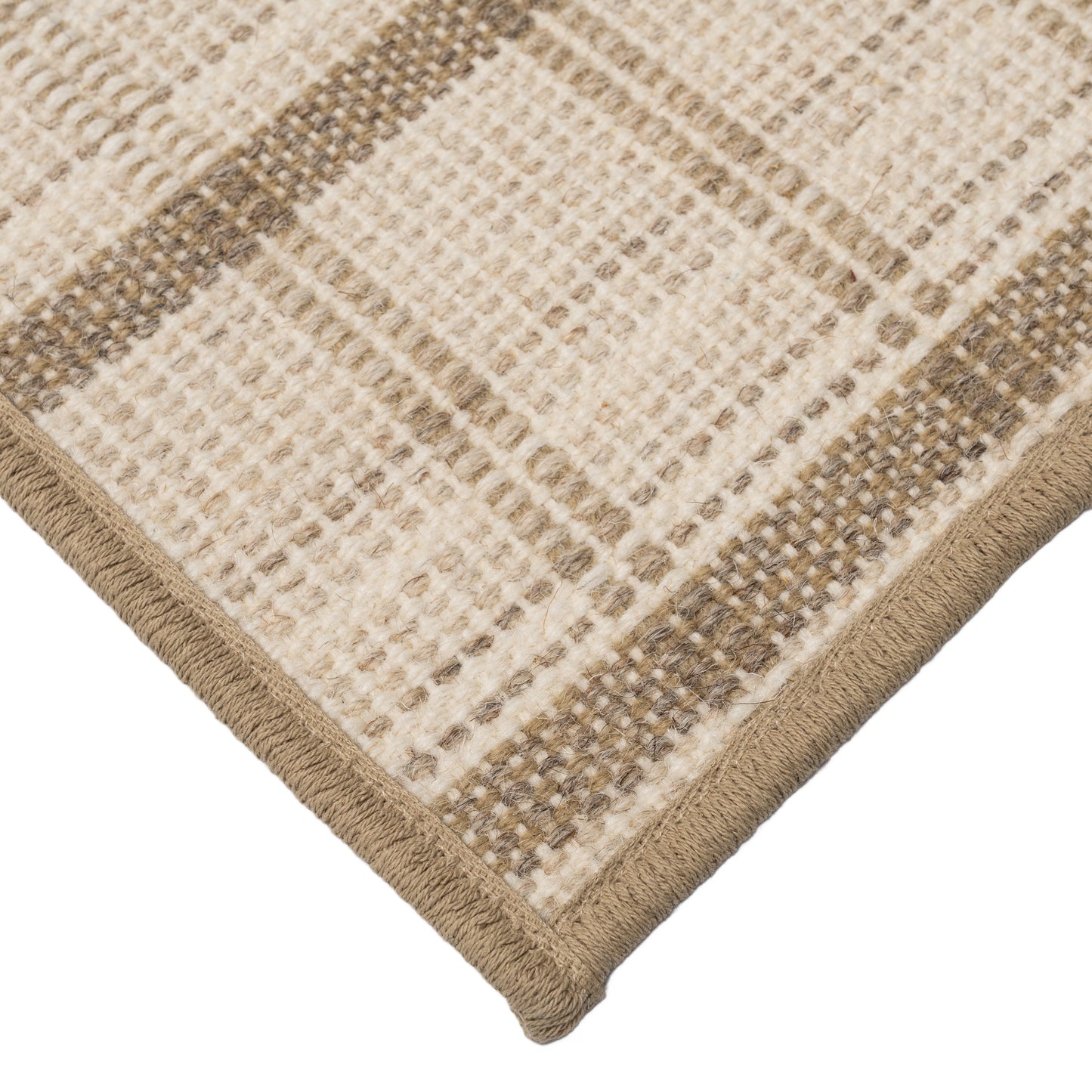 Breckenridge Plaid Wool Rug. Geometric Design Beige Rug. Earthy tones living room rug, bedroom rug, office rug, a stair runner, or a hallway runner.
