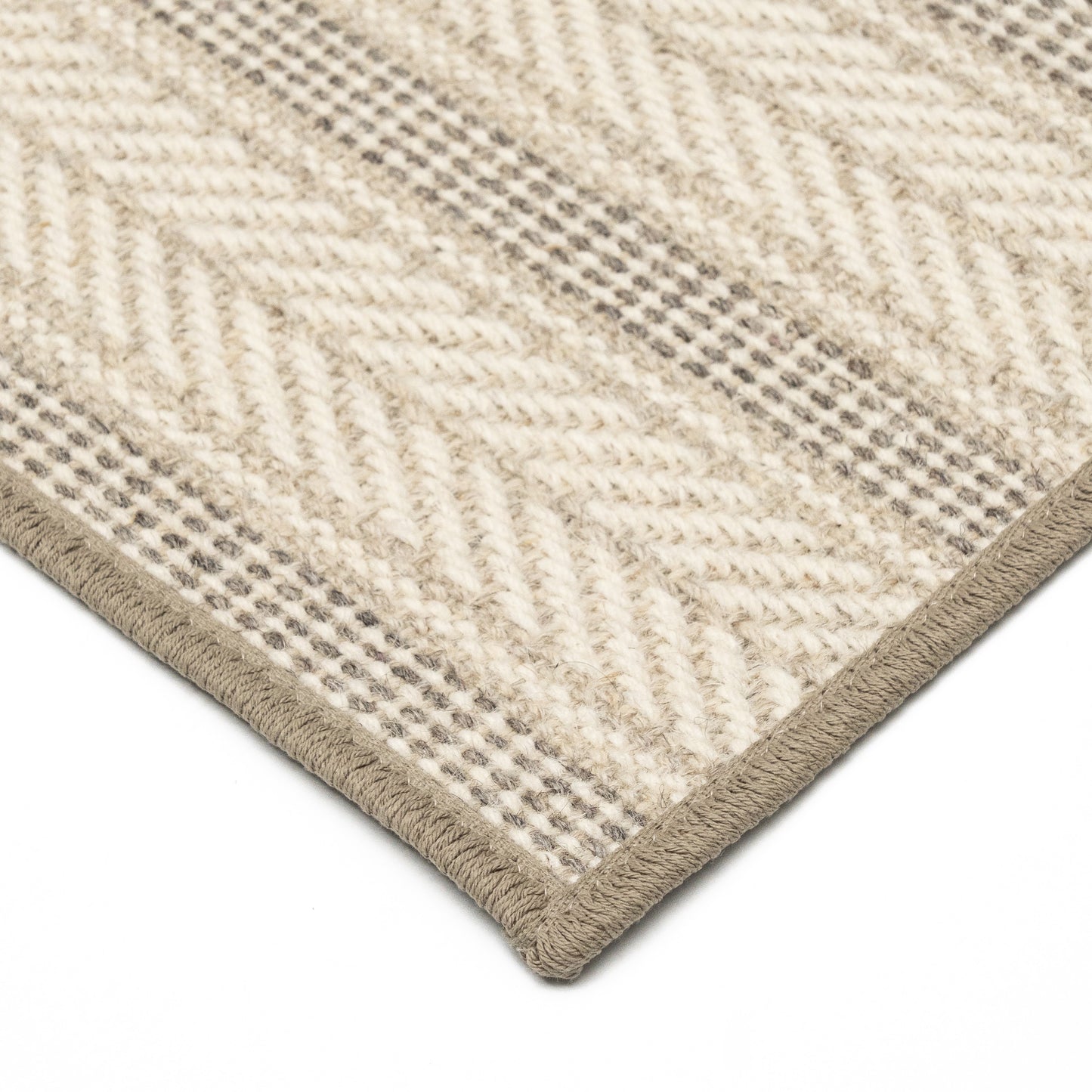 Hand-loomed wool rug Alpina Silver Woolen Rug. Custom geometric rug in the cold beige tones