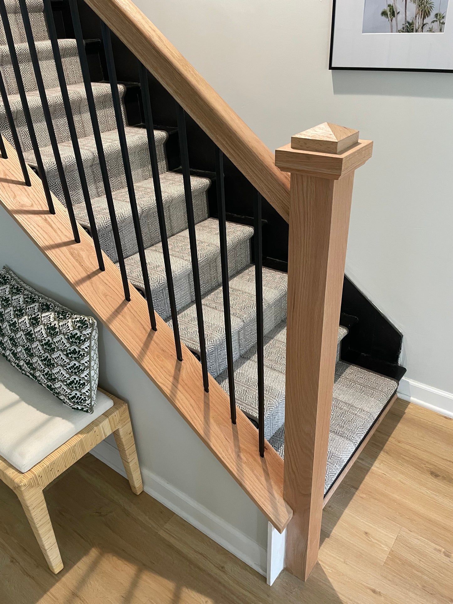 Modern stair runner flooring in a mix of grey tones from Home Carpet One, Chicago.