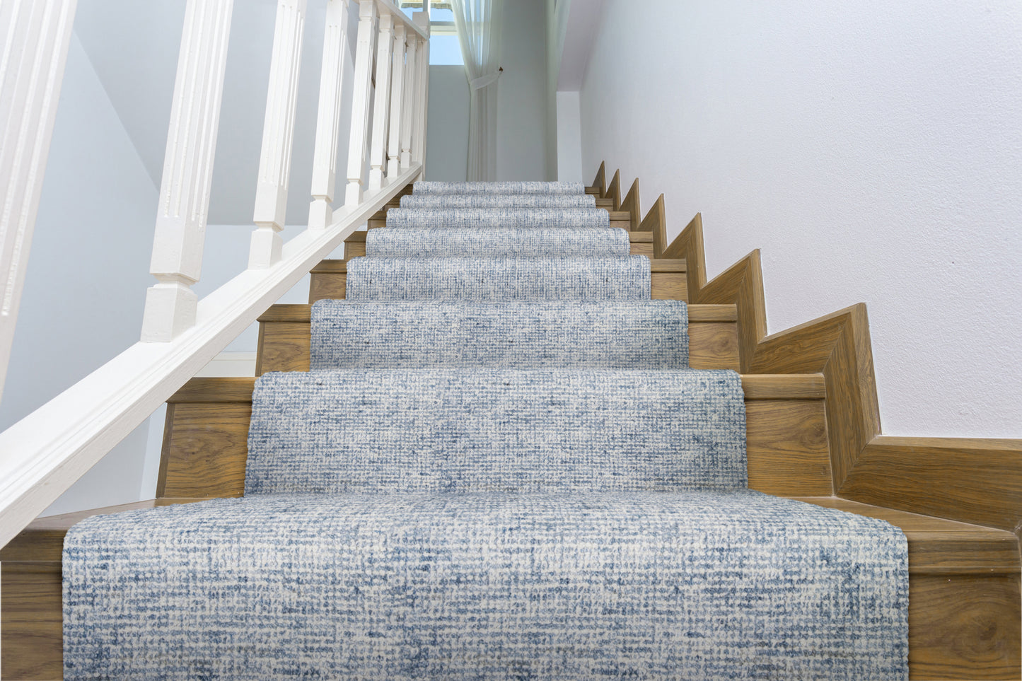 Washed denim stair runner rug from Home Carpet One.