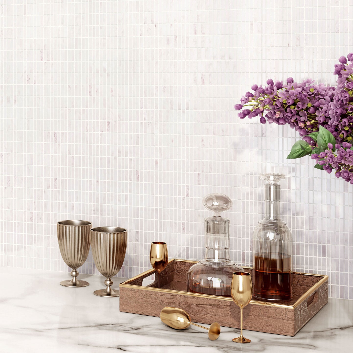 Madison Micro Mosaic Tile. Kitchen Micro Mosaic Tile. Backsplash Micro Stone Tile. White Marble Tile. Wall and Tile White Marble Tile