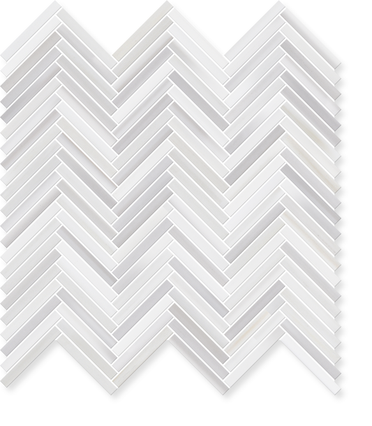Mini Herringbone Herringbone micro mosaic tile.  A white and gray herringbone marble mosaic floor tile or wall tile.