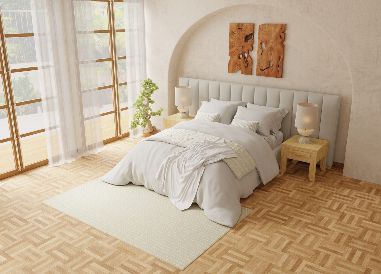 bedroom decorated with Pirates beige wool carpet