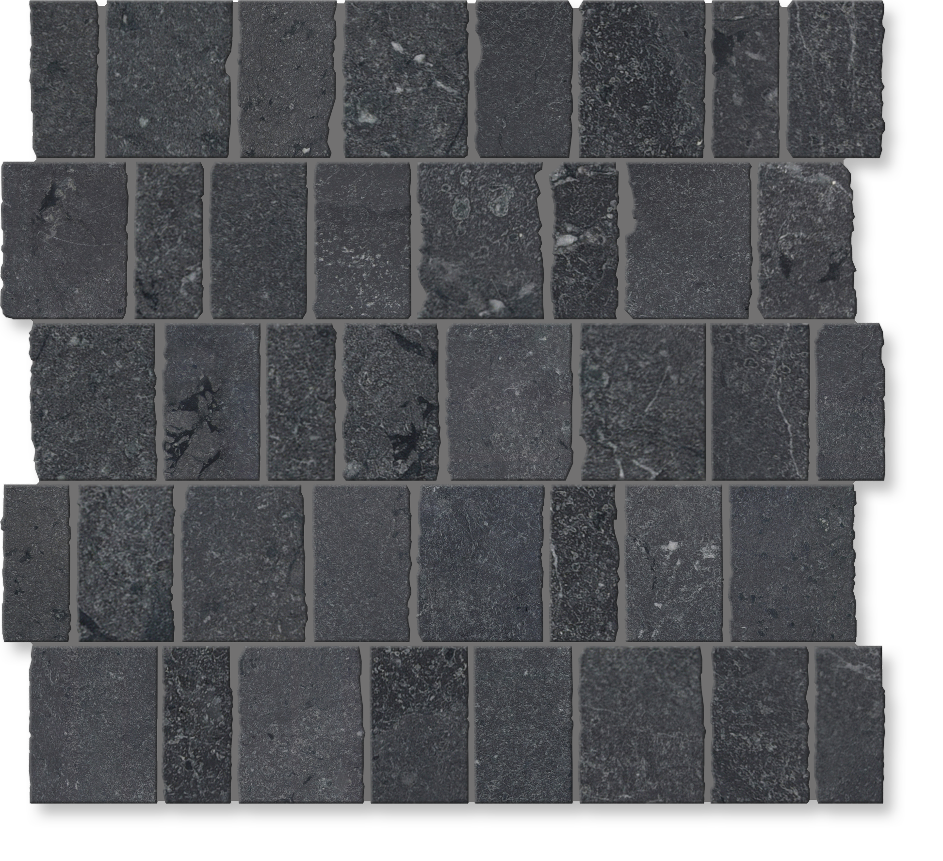 Scarpa Modern Natural Stone Offset Black Mosaic Tile. Luxury Mosaic Tile Black Stone