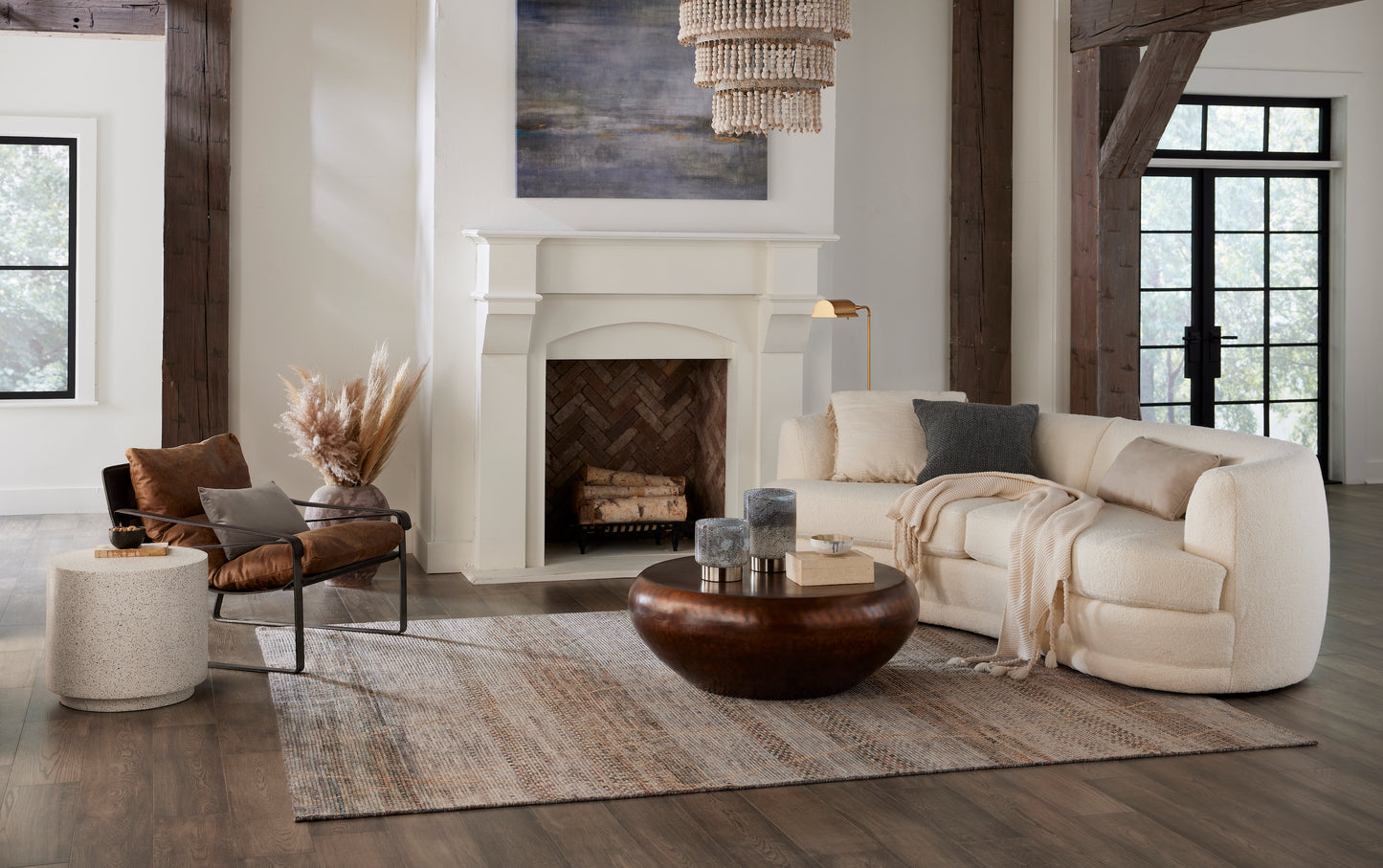 A room decorated with a tapestry rug from Home Carpet One.