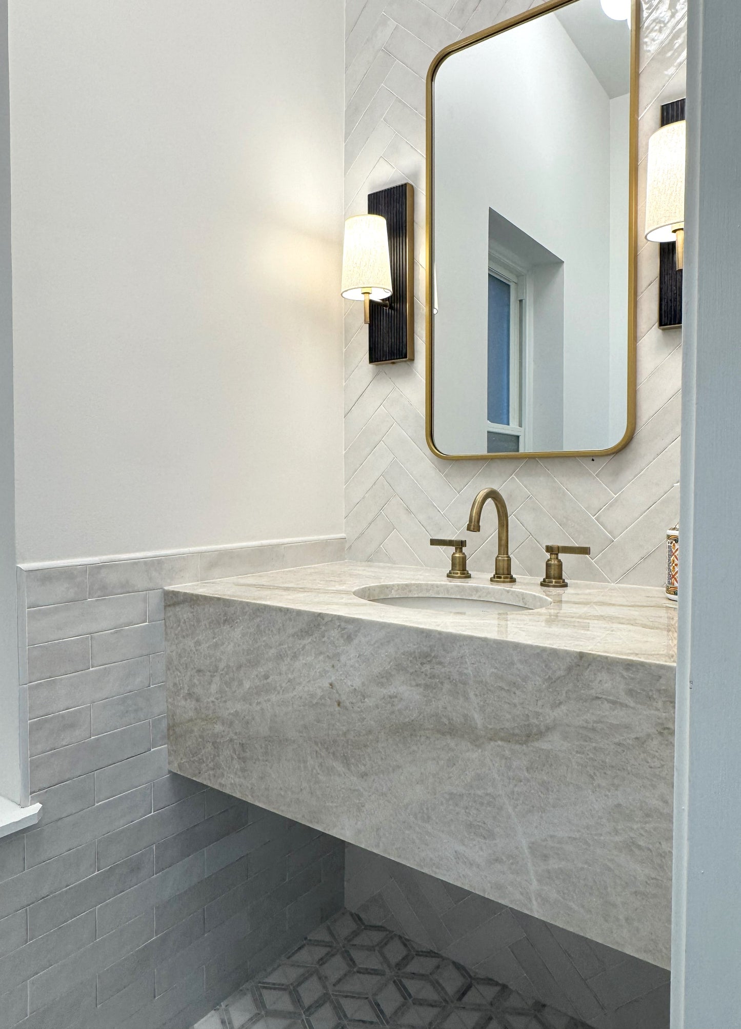 Bathroom wall tile Tribeca Gypsum White Tile. Handmade look wall tile. Luxury tile