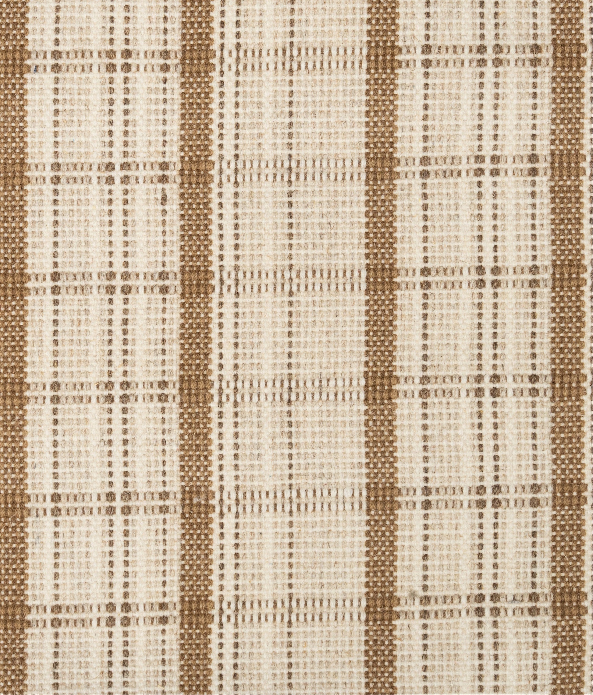 Coffee brown beige geometric pattern wool rug. Contemporary wool area rug
