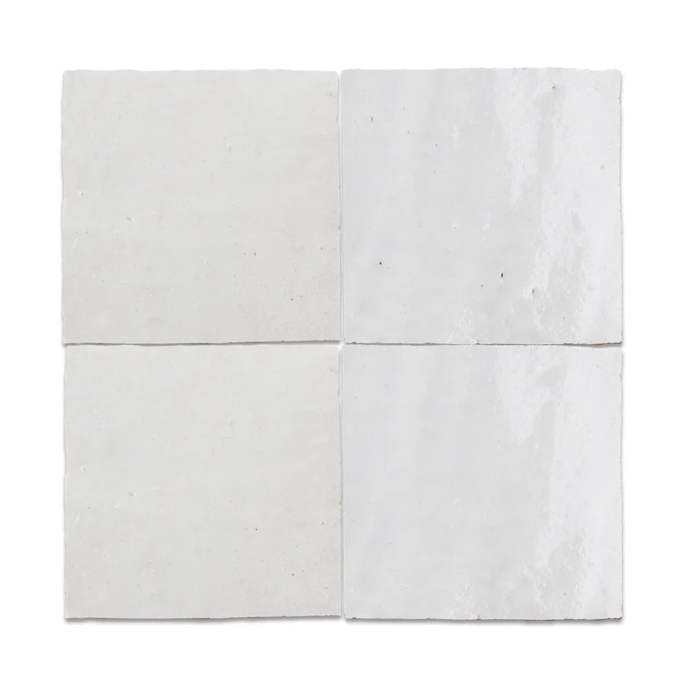 Square white zellige tile